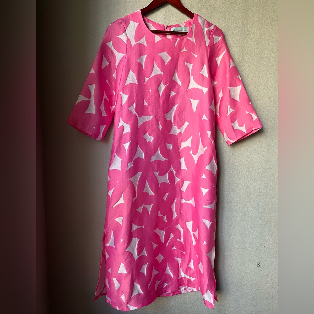 Tuckernuck Kaftan pink Italian floral Jaimie Dress like new XL - Picture 7 of 9